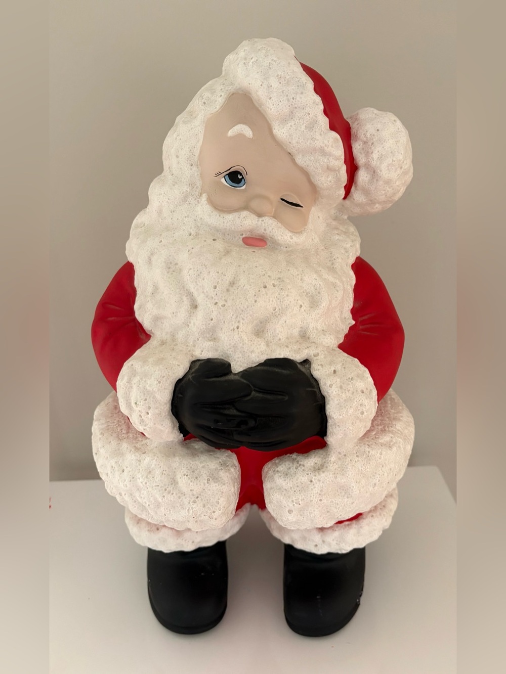 vintage Atlantic Mold co. 1972 ceramic winking Santa Claus artist signed 14.5 "